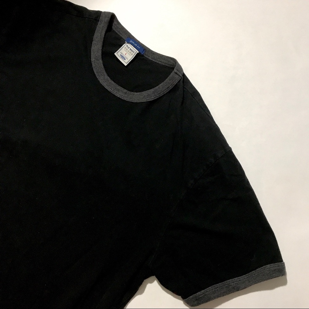 MENS TOP BASIC TEE SHIRT BLACK LARGE OLD NAVY